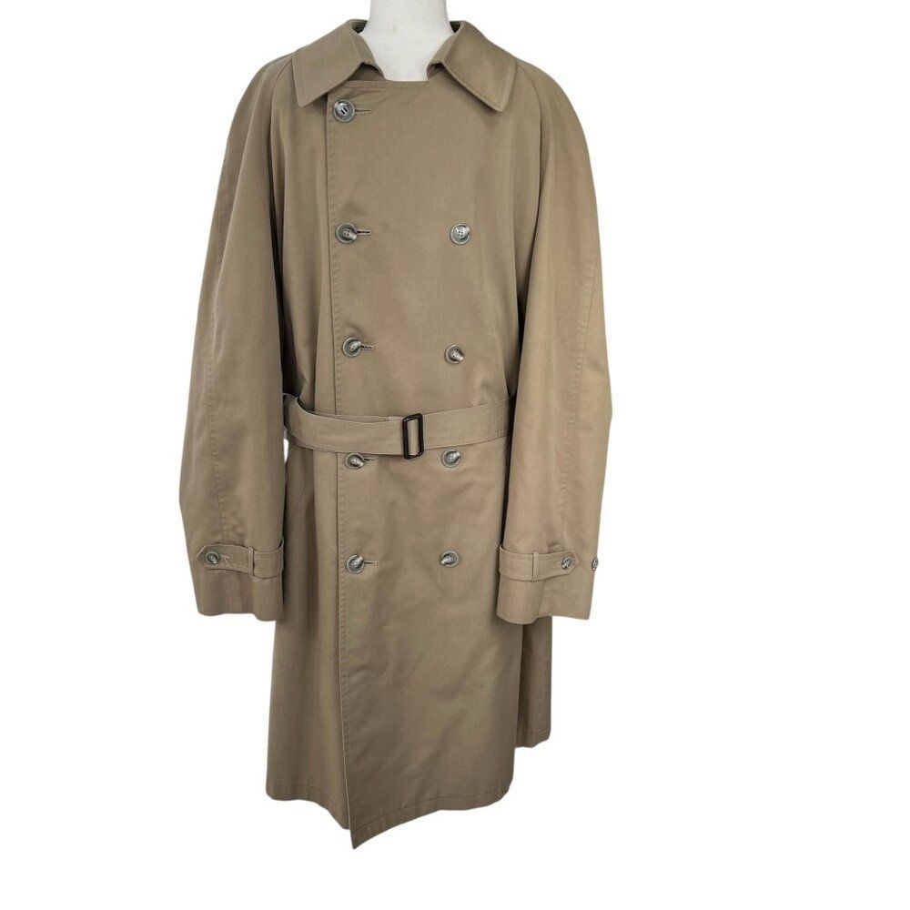 Vintage 90's Men's Christian Dior Wool Lined Double Breasted Belted Trench Coat - Picture 2 of 12